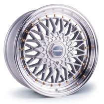 NEW 17″ DARE RS ALLOY WHEELS IN SILVER WITH GOLD RIVETS, VERY DEEP DISH 10″ REARS