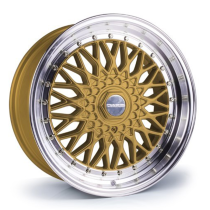NEW 17″ DARE DR RS ALLOY WHEELS IN GOLD WITH CHROME RIVETS AND VERY DEEP DISH, 10″ REARS