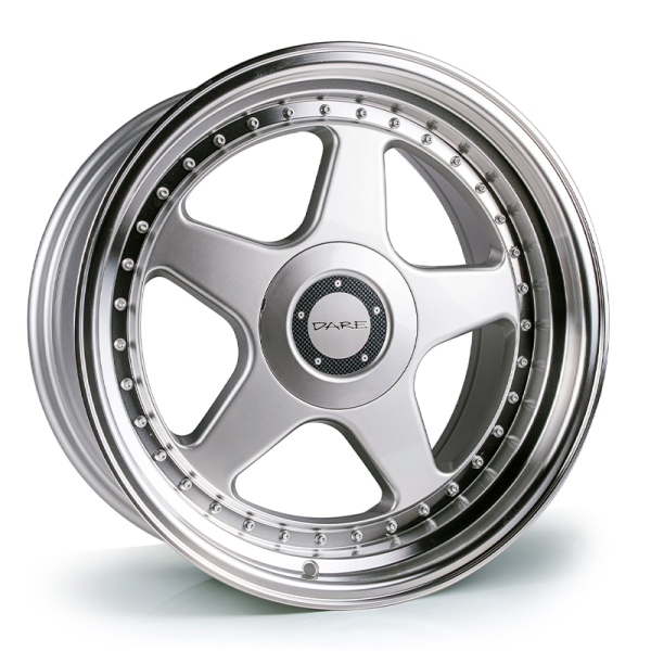NEW 18" DARE DR F5 ALLOY WHEELS IN SILVER WITH POLISHED DISH, WIDER 9.5" REAR OPTION