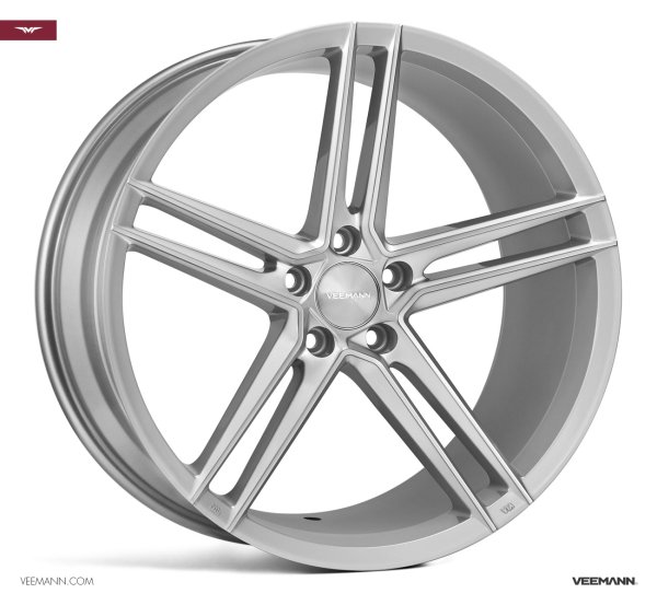 NEW 19" VEEMANN V-FS33 ALLOY WHEELS IN SILVER WITH POLISHED FACE AND DEEPER CONCAVE 9.5" REARS