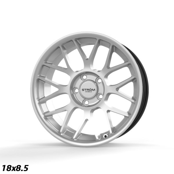 NEW 19" STROM STR2 ALLOY WHEELS IN QUARTZ SILVER WITH DEEPER CONCAVE 9.5" REARS