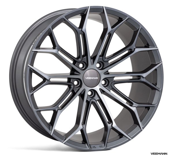 NEW 19" VEEMANN V-FS41 ALLOY WHEELS IN GRAPHITE SMOKE MACHINED WITH WIDER 9.5" REARS