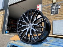 NEW 20″ RIVIERA SAFIRE ALLOY WHEELS IN BLACK WITH POLISHED FACE DEEP CONCAVE 10″ REARS