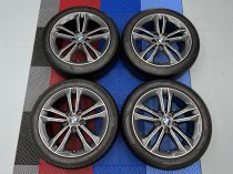 USED 17″ GENUINE BMW STYLE 549 DOUBLE SPOKE ALLOY WHEELS, VGC IN GUNMETAL WITH POLISHED FACE INC GOOD TYRES AND TPMS