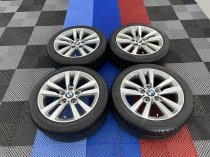 USED 17" GENUINE BMW STYLE 655 DOUBLE SPOKE ALLOY WHEELS,GOOD CONDITION, IN LIGHT GUNMETAL WITH POLISHED FACE,INC VERY GOOD RUNFLAT TYRES