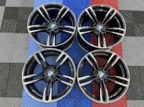 USED 19″ GENUINE BMW STYLE 437M F80 M3 FORGED DOUBLE SPOKE ALLOY WHEELS, IN GLOSS BLACK WITH POLISHED FACE AND TINTED LACQURE, DEEPER 10″ REARS