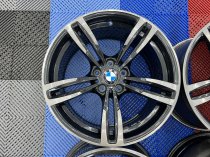 USED 19" GENUINE BMW STYLE 437M F80 M3 FORGED DOUBLE SPOKE ALLOY WHEELS, IN GLOSS BLACK WITH POLISHED FACE AND TINTED LACQURE, DEEPER 10" REARS