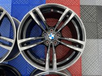 USED 19" GENUINE BMW STYLE 437M F80 M3 FORGED DOUBLE SPOKE ALLOY WHEELS, IN GLOSS BLACK WITH POLISHED FACE AND TINTED LACQURE, DEEPER 10" REARS