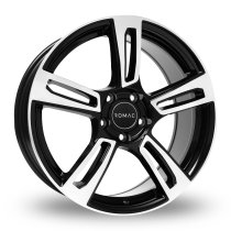 NEW 15 INCH ROMAC EDGE FLOW FORMED ALLOY WHEELS IN GLOSS BLACK WITH POLISHED FACE 5x100